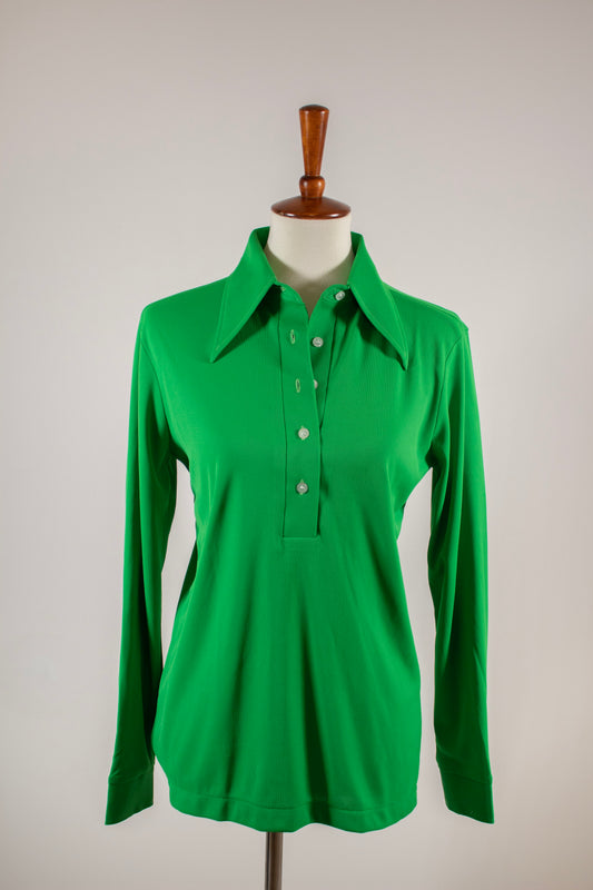 1970s Green Button Up