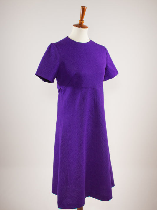 1960s Purple Quilted A-line Dress