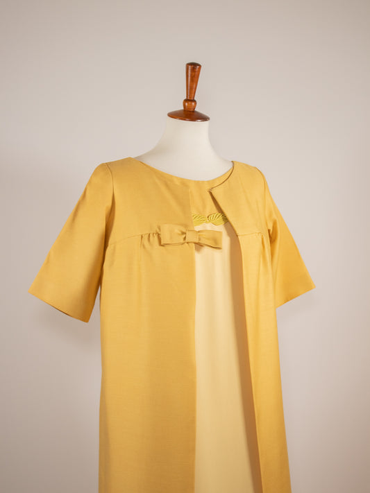 1960s Yellow Full Length Dress and Jacket Set