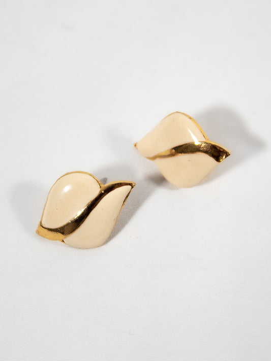 Vintage Cream and Gold Earrings