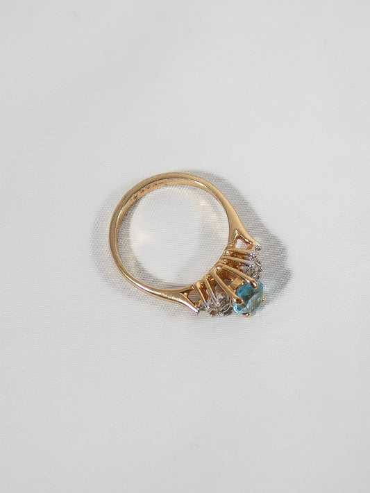 Vintage Aquamarine and Crystal Ring