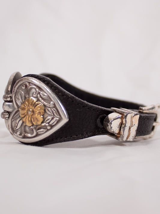 Vintage Western Gold and Silver Leather Cuff