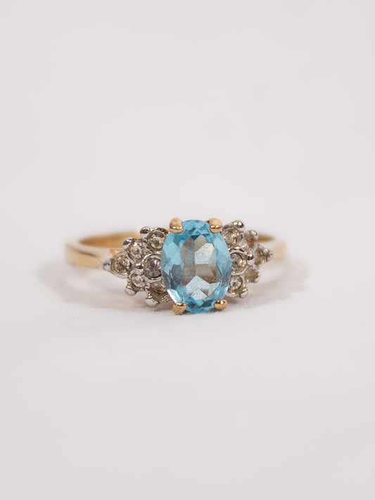 Vintage Aquamarine and Crystal Ring