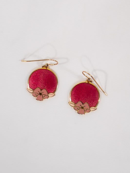 Vintage Pink and Gold Floral Earrings